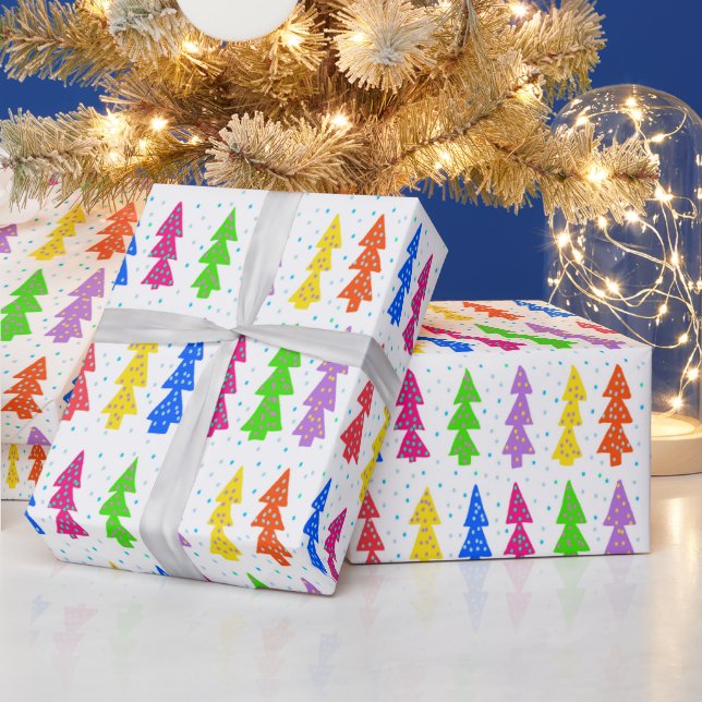 Farbenfrohe Weihnachtsbaum Pop Kunst, Kultur Geschenkpapier (Feiertage)