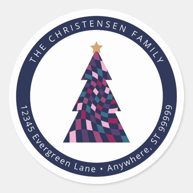 Farbenfrohe Weihnachtsbaum-Umschlag Aufkleber an d (Vorderseite)