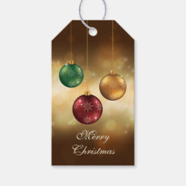 Farbenfrohe Weihnachtsbaumchen auf dem Gelben Boke Geschenkanhänger