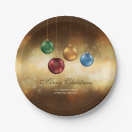 Farbenfrohe Weihnachtsbaumchen auf dem Gelben Boke Pappteller