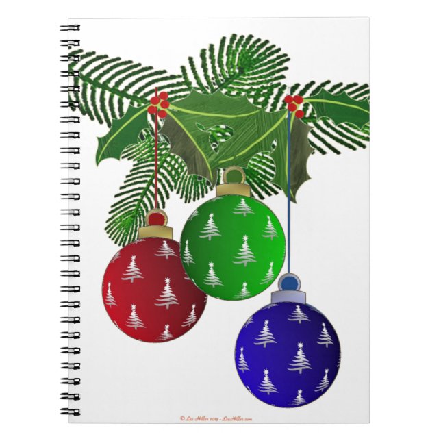 Farbenfrohe Weihnachtsbaumdekorationen Notizblock (Vorderseite)