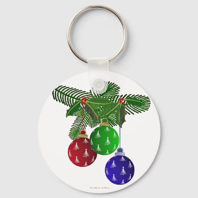 Farbenfrohe Weihnachtsbaumdekorationen Schlüsselanhänger (Vorderseite)