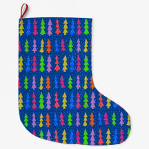 Farbenfrohe Weihnachtsbäume auf blau