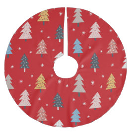 Farbenfrohe Weihnachtsbäume Dekoration Lichter Ret Polyester Weihnachtsbaumdecke