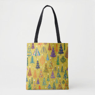 Farbenfrohe Weihnachtsbäume nahtlos Muster Hinterg Tasche