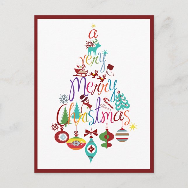 Farbenfrohe Weihnachtsbaume Postkarte (Vorderseite)