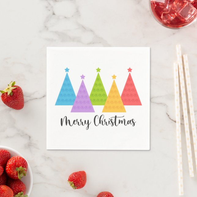 Farbenfrohe Weihnachtsbäume Serviette (Beispiel)