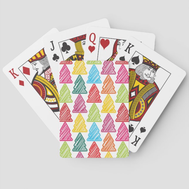 Farbenfrohe Weihnachtsbäume spielen Karten Spielkarten (Rückseite)