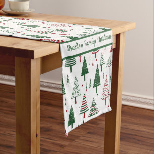 Farbenfrohe Weihnachtsbaumen Tischläufer