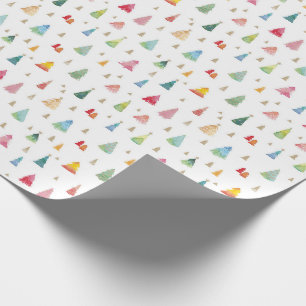 Farbenfrohe Weihnachtsbaumen Urlaub Geschenkpapier