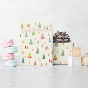 Farbenfrohe Weihnachtsbaumen Urlaub Geschenkpapier