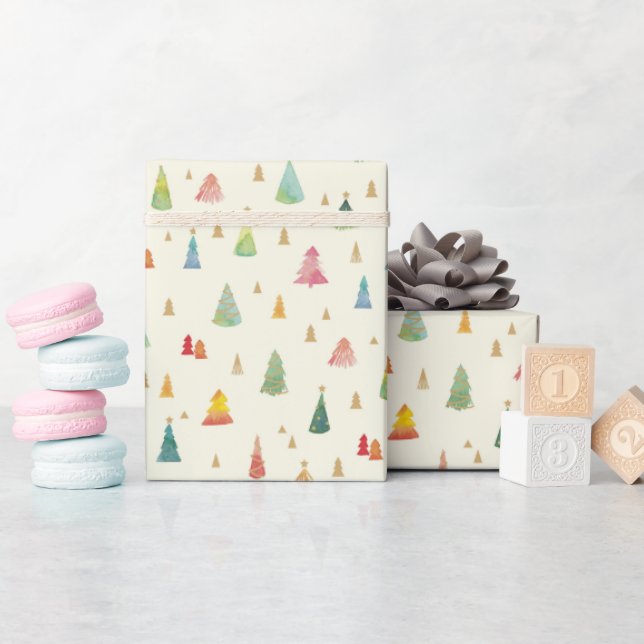Farbenfrohe Weihnachtsbaumen Urlaub Geschenkpapier (Babyparty)