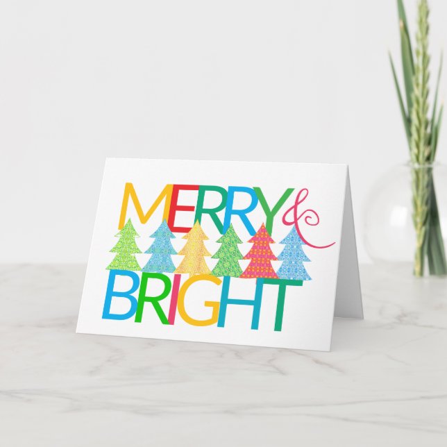 Farbenfrohe Weihnachtsbaumkarte Feiertagskarte (Vorderseite)