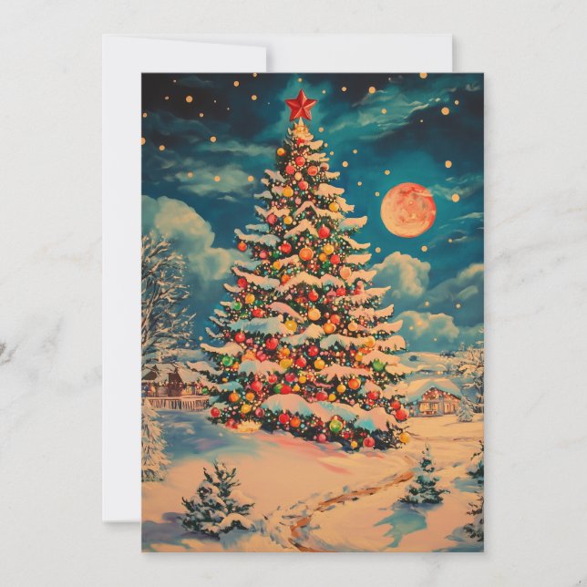 Farbenfrohe Weihnachtsbaumkarte Feiertagskarte (Vorderseite)