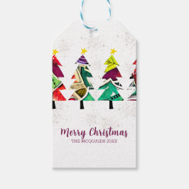 Farbenfrohe Weihnachtsbaummuster von Boho Geschenkanhänger