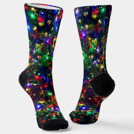 Farbenfrohe Weihnachtsbeleuchtung Bokeh Schimmerfl Socken