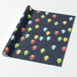 Farbenfrohe Weihnachtsbeleuchtung der Marine Geschenkpapier