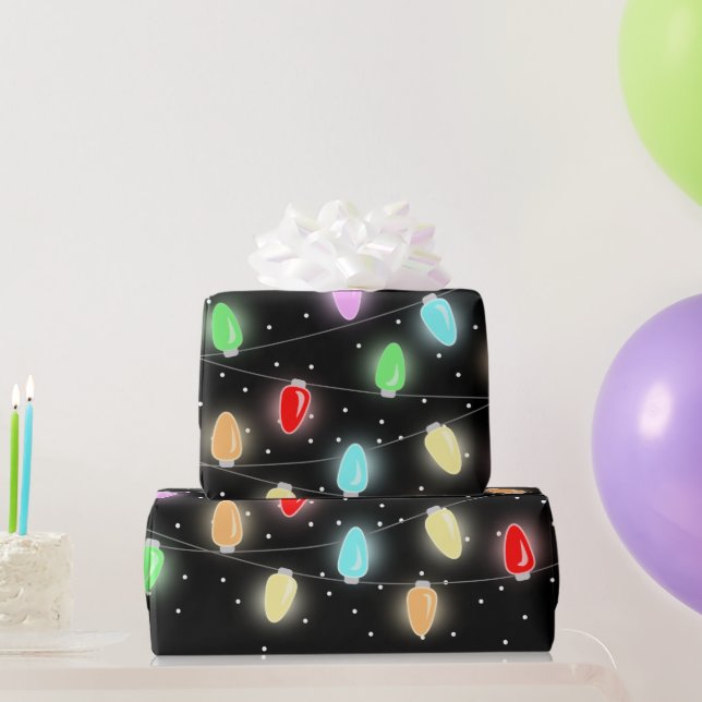 Farbenfrohe Weihnachtsbeleuchtung Geschenkpapier (Partygeschenke)