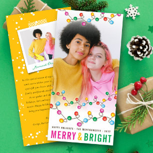 Farbenfrohe Weihnachtsbeleuchtung Merry & Bright F Feiertagskarte