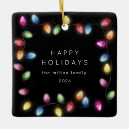 Farbenfrohe Weihnachtsbeleuchtung Monogram Keramikornament