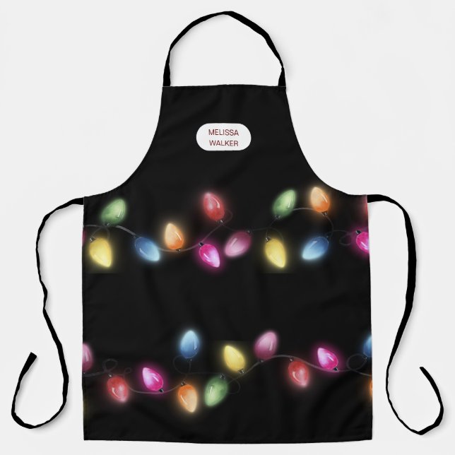 Farbenfrohe Weihnachtsbeleuchtung Monogram Schürze (Vorderseite)
