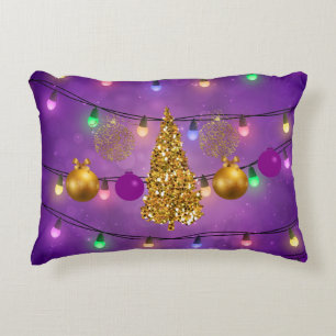 Farbenfrohe Weihnachtsbeleuchtung und Ornamente Go Zierkissen