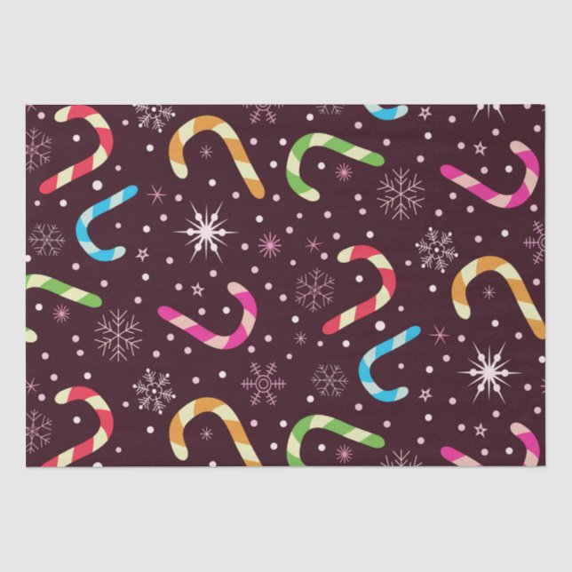 Farbenfrohe Weihnachtscaninen mit Schneeflocken Seidenpapier (Vorderseite)
