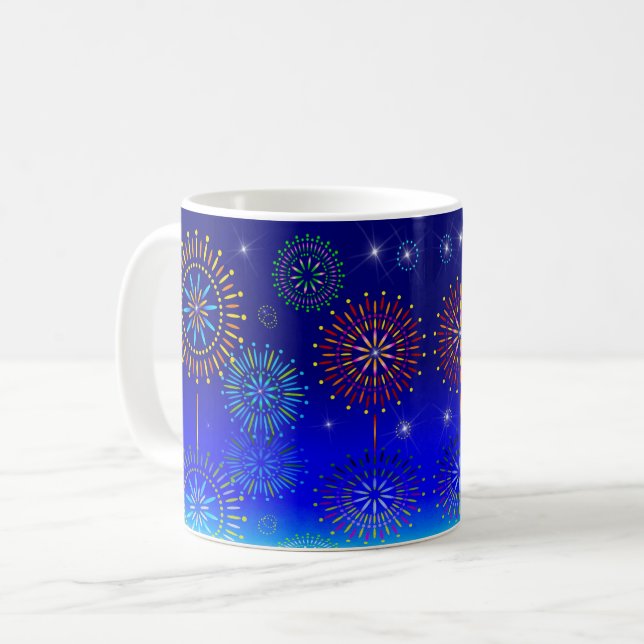 Farbenfrohe Weihnachtsfeier Kaffeetasse (Vorderseite Links)