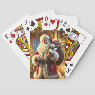 Farbenfrohe Weihnachtsfeier vor dem Fortfahren Spielkarten