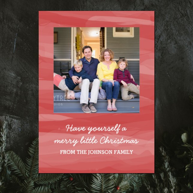 Farbenfrohe Weihnachtsfotokarte | Rot Feiertagskarte (Red Painterly Watercolor Holiday Photo Card)