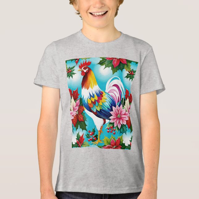 Farbenfrohe Weihnachtsgebäck und -poinsettias Tri-Blend Shirt (Vorderseite)