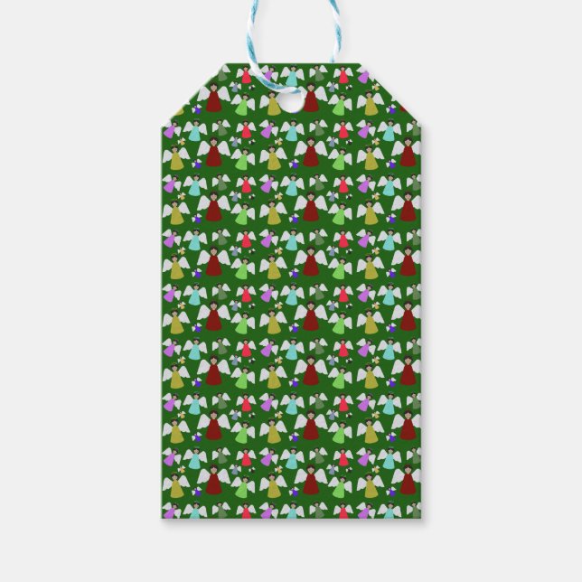 Farbenfrohe Weihnachtsgeländer Muster Geschenkanhänger (Vorderseite)