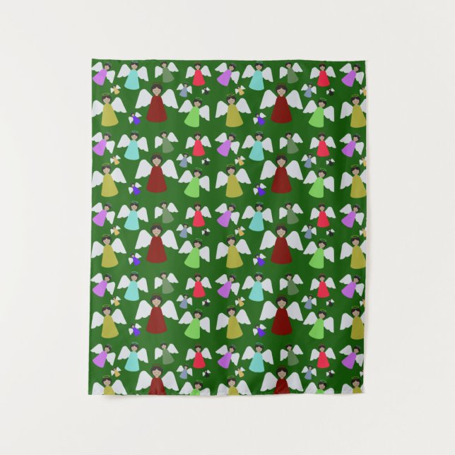 Farbenfrohe Weihnachtsgeländer Muster Wandteppich (Vorderseite)