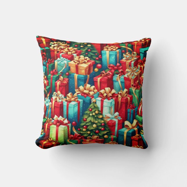 Farbenfrohe Weihnachtsgeschenke, Urlaubsmuster Kissen (Vorderseite)