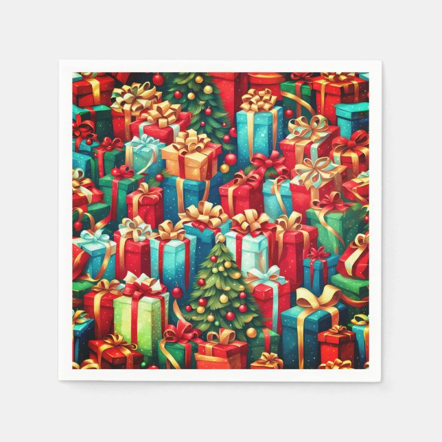 Farbenfrohe Weihnachtsgeschenke, Urlaubsmuster Serviette (Vorderseite)
