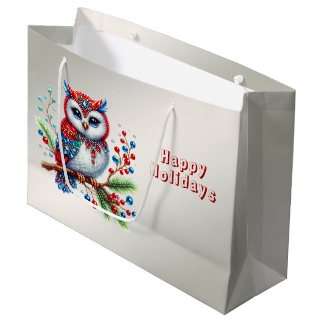 Farbenfrohe Weihnachtsgeschenktasche Große Geschenktüte (Vorderseite Schrägansicht)