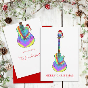 Farbenfrohe Weihnachtsgitarre Feiertagskarte