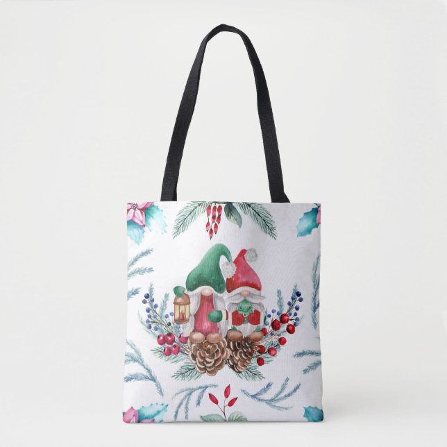Farbenfrohe Weihnachtsgnomen Tasche (Vorderseite)