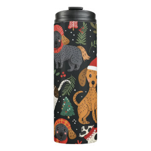 Farbenfrohe Weihnachtshunde – Lustiges Weihnachtsg Thermosbecher