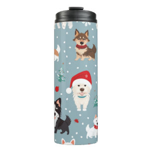 Farbenfrohe Weihnachtshunde – Lustiges Weihnachtsg Thermosbecher