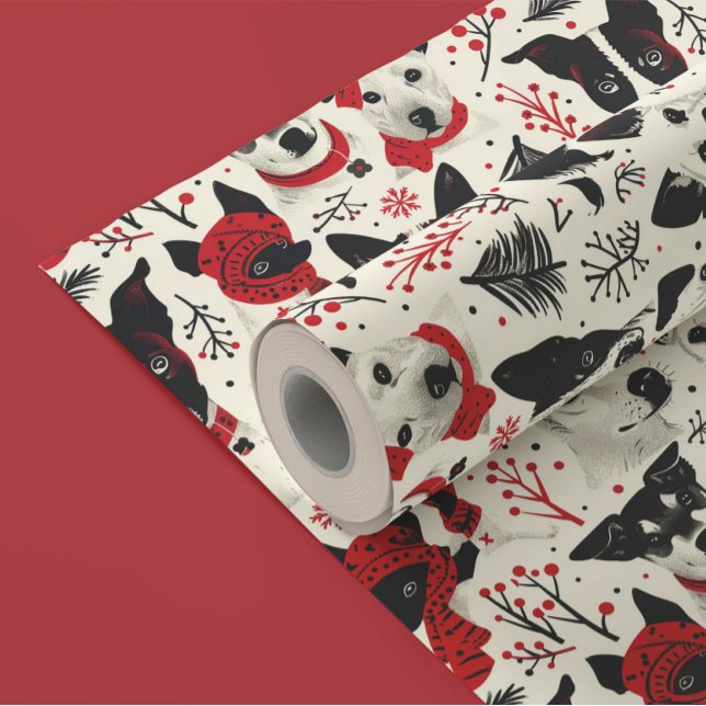 Farbenfrohe Weihnachtshunde Muster Geschenkpapier (Von Creator hochgeladen)