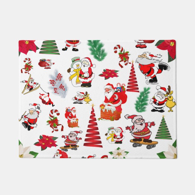Farbenfrohe WeihnachtsIllustration Fußmatte (Vorderseite)