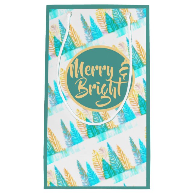 Farbenfrohe Weihnachtskiefer Kleine Geschenktüte (Vorderseite)