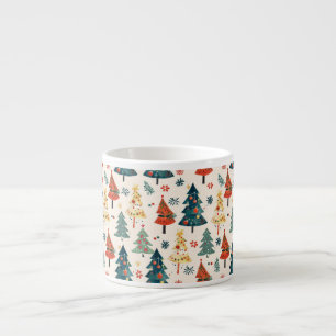 Farbenfrohe Weihnachtskiefern Nahtloses Muster Espressotasse