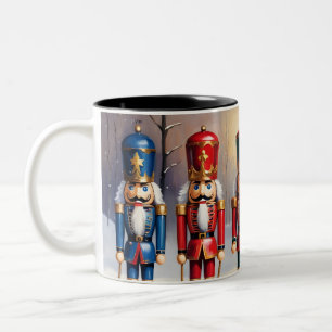 Farbenfrohe Weihnachtsmänner Zweifarbige Tasse