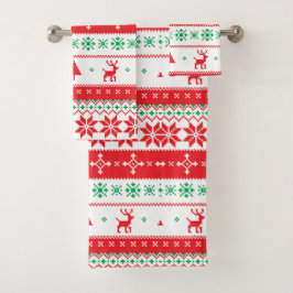 Farbenfrohe Weihnachtsmuster Badhandtuch Set