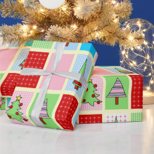 Farbenfrohe Weihnachtsmuster Geschenkpapier