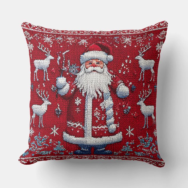 Farbenfrohe Weihnachtsmuster Kissen (Vorderseite)