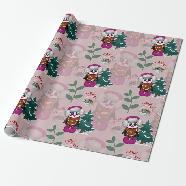 Farbenfrohe Weihnachtsmuster Niedlicher Weihnachts Geschenkpapier (Ungerollt)