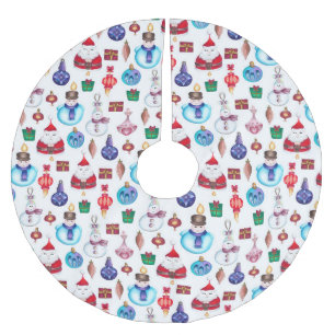 Farbenfrohe Weihnachtsmuster Polyester Weihnachtsbaumdecke